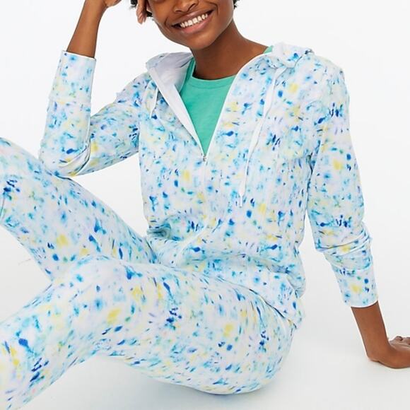 J. Crew Factory - Blue Multicolor Full-zip Long Sleeve Active Hoodie - Small - Picture 2 of 6